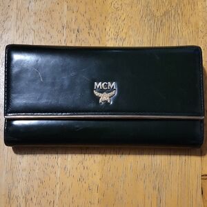 MCM Black Leather Wallet with Logo